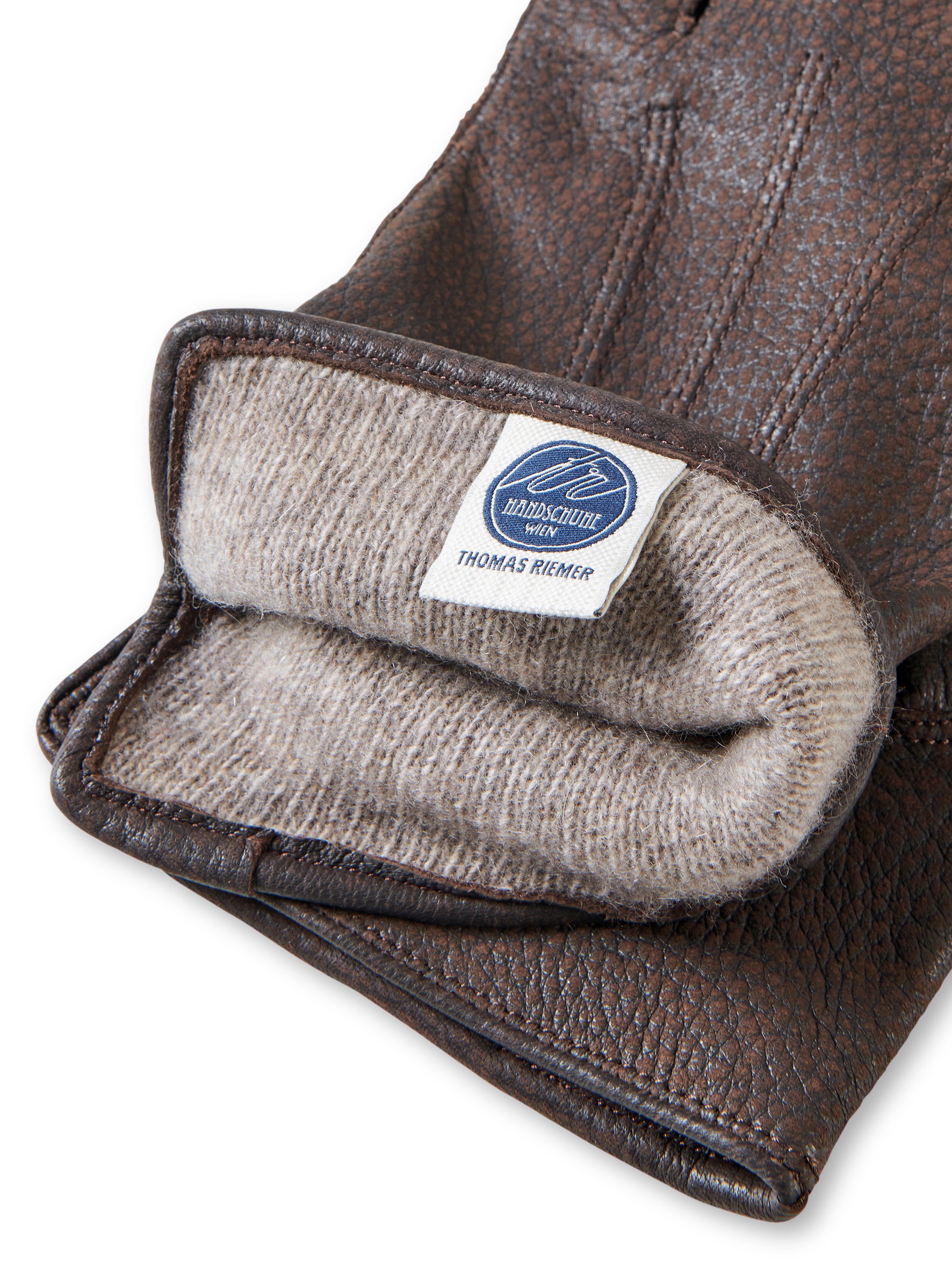 Dark brown deerskin gloves with cashmere lining